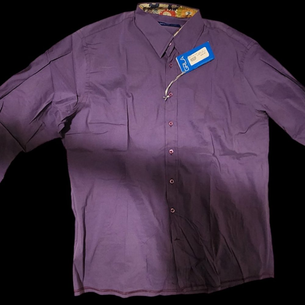Georg Roth Los Angeles Purple Paisley Long Sleeve Button-Up Shirt - Size XXL